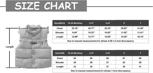 Vista 7 de LANBAOSI Chaleco de invierno lindo de cuello alto para bebés y niñas y niños