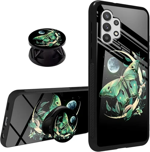 Vista 12 de Funda para Samsung Galaxy A32 5G agarre de teléfono con soporte extensible soporte soporte soporte, TPU suave parachoques a prueba de golpes