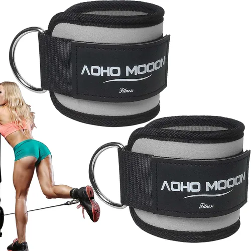 Vista 16 de AOHO MOOON Ankle Strap (2 Pieces) for Cable Machine Women Gym Workout Leg Strap, Premium Padding Ankle Cuffs, Glute Kickback Exercises Equipment