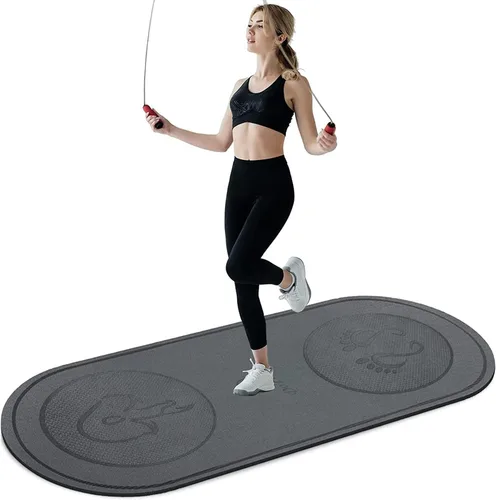 Vista 12 de Tapete para Saltar la Cuerda 71"/63"x24" Más Grande Antideslizante Interior Exterior Tapete de Ejercicio Fitness, Alta Densidad Entrenamiento