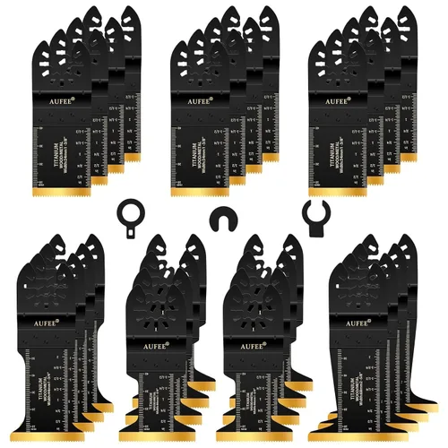 Vista 9 de 30 cuchillas multiherramienta de titanio, kit de metal de hoja de sierra oscilante universal para metal, clavos, madera, plástico, hojas de sierra
