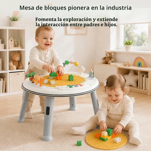 Vista 8 de Andador de bebé 5 en 1 con ruedas, gorila, andador de empuje y mesa de Gris
