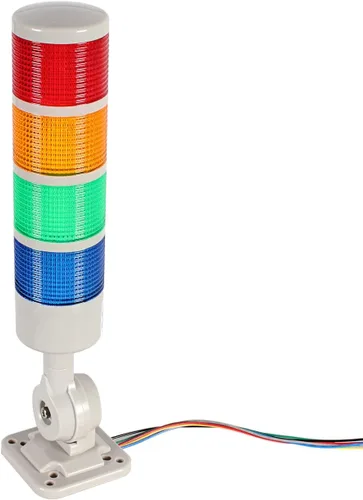 Vista 9 de Luces de Torre de Señal LED Apilables, Lámpara de Torre Columna de Advertencia de Señal Industrial Luces Andon con Base Giratoria, Luz Intermitente
