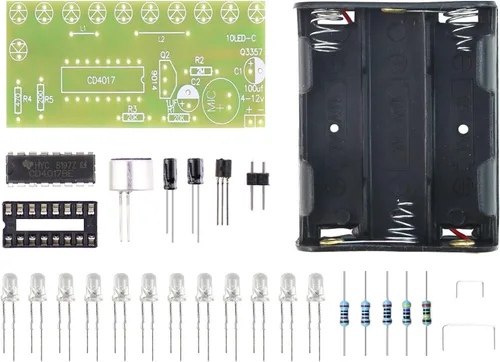 Vista 12 de Kit de Práctica de Soldadura 5 en 1 Mini Bobina Tesla Musical, Luz Fluida Enchufable, Timbre, Luz Fluida Activada por Sonido, y Rueda de Ruleta