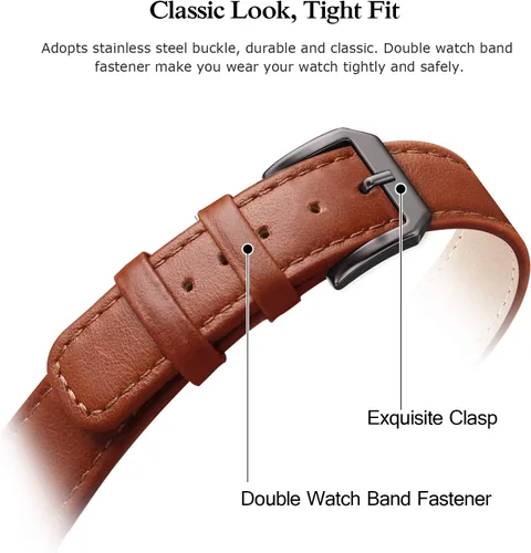 Vista 4 de Correa de piel compatible con Samsung Galaxy Watch 3 de 41 mm / Galaxy Watch Active de 40 mm / Active 2 44mm / Galaxy Watch de 42 mm, 20 mm de piel