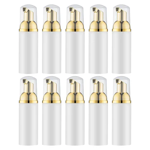 Vista 15 de Botella de espuma de 2 onzas con bomba dorada, dispensadores de espuma de viaje vacíos para jabón, champú, 3 Colores Mini travel size foamer