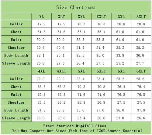 Vista 6 de Double Pump Camisas de vestir grandes y altas para hombre, de manga larga, casuales, de negocios, con botones, de talla XXL (T) a 6XL (T)