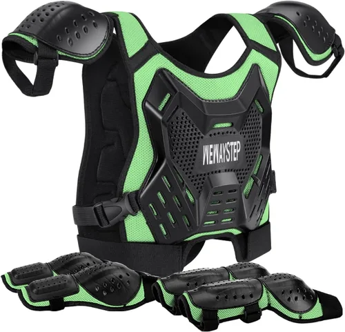 Vista 14 de Protector de Pecho para Bicicleta de Tierra para Niños - Chaleco de Armadura de Motocicleta Motocross con Rodilleras y Coderas - Traje de Protección