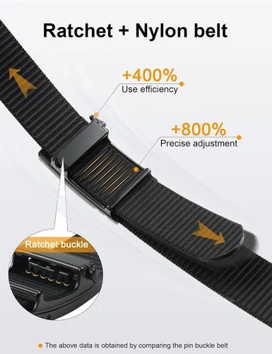 Vista 3 de JUKMO Cinturón de golf de trinquete para hombres, cinturón táctico de tela de nailon con hebilla deslizante automática