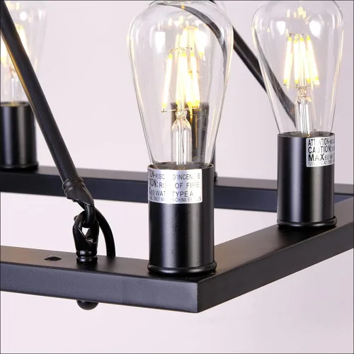 Vista 2 de Candelabro rectangular de metal para isla de cocina, estilo rústico, antiguo, industrial, lámpara colgante para comedor, cafetería, pasillo