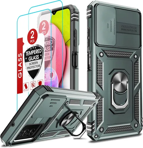 Vista 30 de LeYi Funda para Samsung Galaxy A05 (no compatible con A05S) con protector de pantalla y protector de lente de cámara, funda resistente de grado Negro