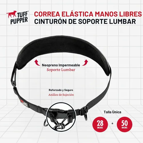 Vista 5 de Tuff Pupper Correa de perro resistente manos libres Un perro pequeño/mediano de hasta 45 libras Cómodo elástico absorbente de golpes Asas