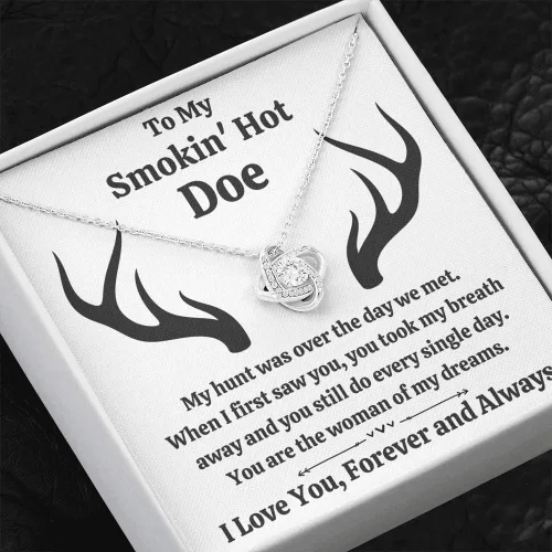 Vista 3 de To My Smokin Hot Doe Dreams - Collar con nudo de amor con tarjeta de mensaje y caja de regalo Regalo para prometida novia futura esposa esposa