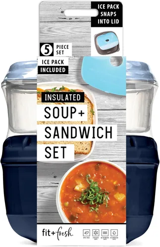 Vista 8 de Fit & Fresh 216HL - Juego de entrada con bolsa de hielo, 3 recipientes reutilizables para control de porciones, sin BPA, apto para microondas