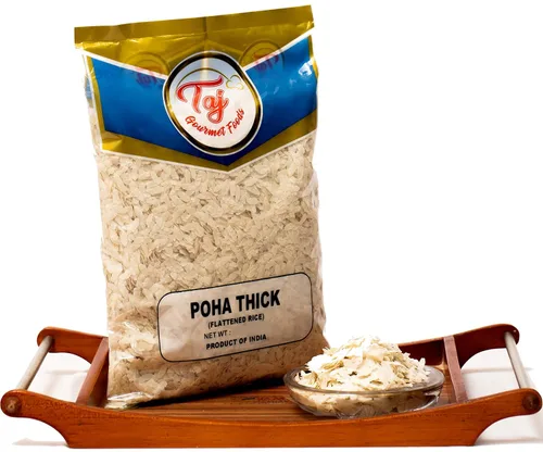 Vista 3 de TAJ Indian Poha Powa Arroz aplanado (grueso, 4 libras)