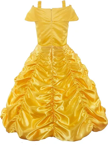 Vista 3 de JerrisApparel Vestido de princesa con hombros descubiertos, disfraz en capas para niña pequeña
