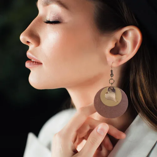 Vista 6 de 10 pares de aretes colgantes vintage para mujer, juego de joyas bohemias, diseño geométrico de girasol, aretes de lágrima, regalos de Navidad