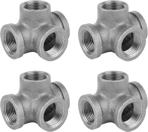 Vista 6 de PIPE DECOR - Acoplamiento de 1/2 pulgada, accesorios de hierro maleable negro para tuberías, pezones y accesorios estándar de 1/2 pulgada