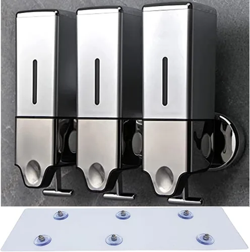 Vista 7 de Dispensador de jabón montado en la pared, dispensador de ducha, cabezal de prensado manual, dispensador de champú líquido y jabón para baño, cocina