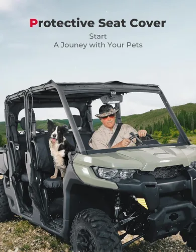 Vista 8 de KEMIMOTO Fundas de asiento UTV negras, repelentes impermeables compatibles con Can Am Defender Max HD8 HD10 HD9 fundas de asiento delanteras de dos