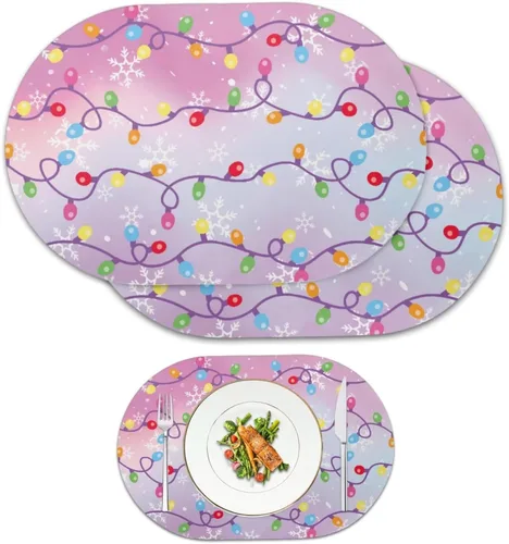 Vista 47 de Autumn Placemats Set of 2 Waterproof Wipeable 12X18 Inch Faux Leather Non Slip Heat Resistant Mats for Thanksgiving Dinner Outdoor Decor