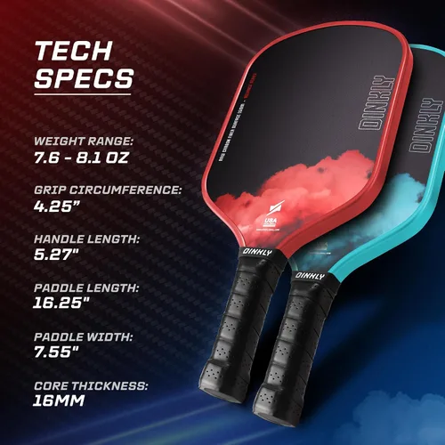 Vista 6 de Raw Carbon Pickleball Paddles Set of 2/4, T700 Carbon Fiber Rackets with 16MM Honeycomb Polymer Core, 4 Balls and 1 Portable Carry Bag, USAPA