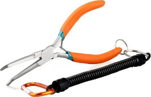 Vista 11 de SPEEDWOX Alicates de punta de aguja de largo alcance de 7 pulgadas con dientes, alicates de bucle de alambre de precisión extra largos con cordón