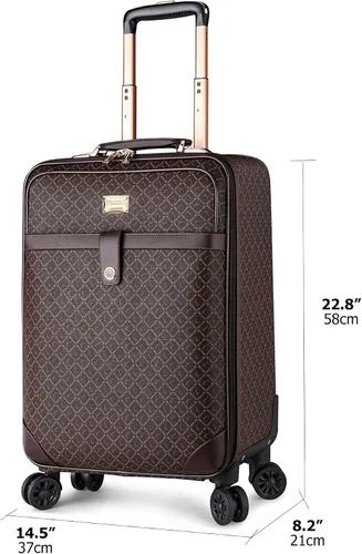 Vista 3 de feilario 2 Piezas Equipaje de Negocios de Cuero con Ruedas Giratorias Impermeable Maleta de Mano con Cerradura TSA - Capacidad 36-55L, Rhombus