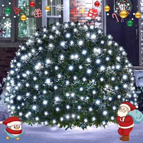 Vista 13 de JMEXSUSS 360 luces LED de red azul para exteriores, conectables de 12 pies x 5 pies, luces de red de Navidad enchufables con control remoto, 8 modos