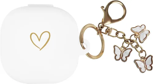 Vista 17 de Compatible con Samsung Galaxy Buds FE/Buds 2 / Buds Pro/Buds Live/Buds 2 Pro, funda de silicona suave con patrón de corazón dorado con bonito Negro