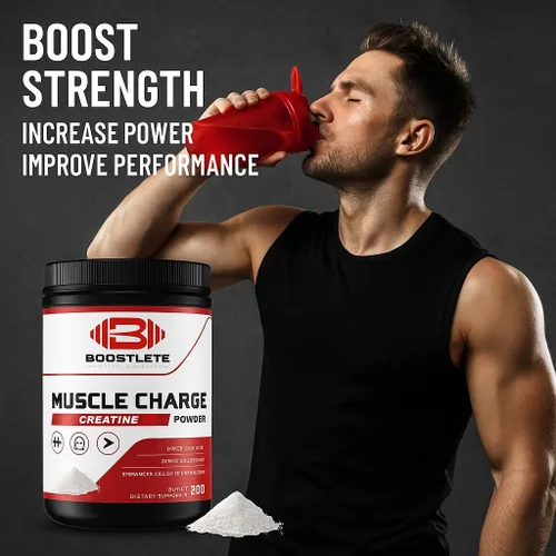 Vista 5 de MuscleCharge - Monohidrato de creatina en polvo de alta calidad, apoya el crecimiento muscular, la fuerza, el rendimiento y la energía, probada