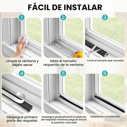 Vista 6 de Tira de sellado de puerta con burlete en forma de V de 40 pies – Cinta de espuma autoadhesiva para puertas y ventanas, bloqueador de corrientes