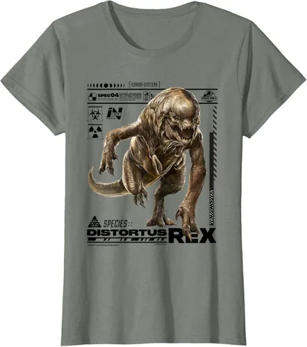 Vista 13 de Jurassic World Rebirth Distortus Rex Ingen Species File Camiseta Gris Oscuro