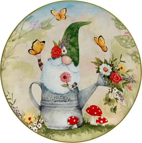 Vista 5 de Certified International Garden Gnomes - Platos de ensalada/postre de 9 pulgadas, multicolor, mediano, juego de 4