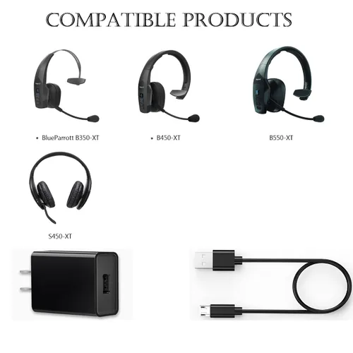 Vista 2 de LIAUBN Cable de carga USB Micro BlueParrott compatible con BlueParrott B350-XT, B450-XT, S450-XT, B350XT, B350 XT, B450XT, B550-XT Cable de carga