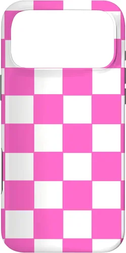 Vista 21 de Funda de tablero de ajedrez clásica a cuadros rosa y blanco para iPhone 16