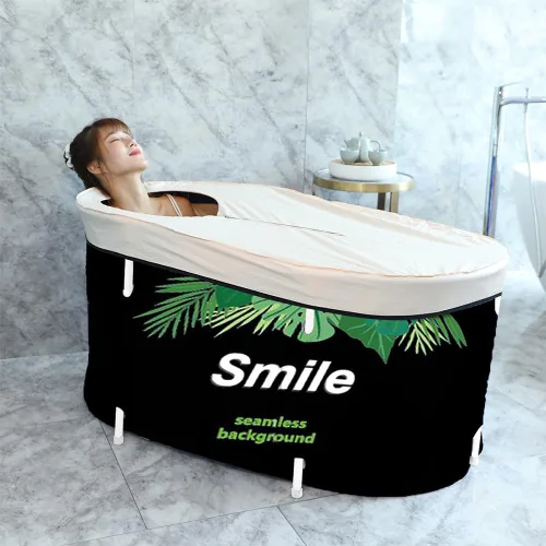 Vista 8 de BESTHLS Bañera Portátil para Adultos, Bañera Plegable Portátil para Baño de Remojo, Tina de Baño Ecológica para Cabina de Ducha (Azul Cielo Grande)