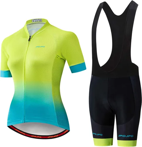 Vista 149 de Camiseta de ciclismo para mujer, manga corta y pantalones cortos de ciclismo acolchados para verano