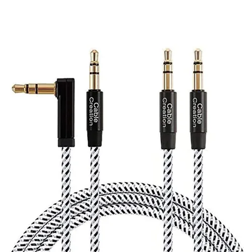 Vista 8 de CableCreation Cable de audio de 0.138 in (1.5 pies/1.5 ft), cable auxiliar de 90 grados macho a macho para teléfonos, tabletas, auriculares