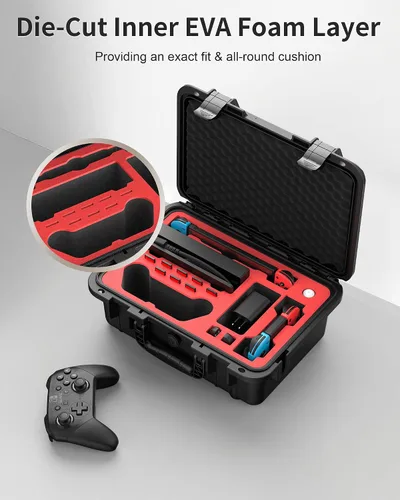 Vista 6 de DEVASO Carrying Case for Nintendo Switch/Switch OLED, Professional Deluxe Waterproof Travel Case Soft Lining Hard Case for Nintendo Switch OLED