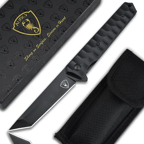 Vista 10 de AUBEY Damascus Axis Lock - Cuchillo de bolsillo con bloqueo de barra transversal de 3.46 pulgadas, cuchillos plegables con clip para hombres y Mango