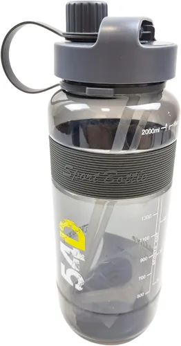 Vista 2 de 54D Botella de agua deportiva, botella de agua de medio galón con marcador de tiempo, botella de agua motivacional con pajilla, para fitness