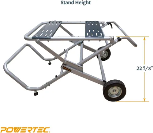 Vista 3 de POWERTEC MT4009 - Soporte para sierra de mesa plegable y POWERTEC MT4000 con ruedas de 8 pulgadas y tomas de corriente de 110 V, soportes