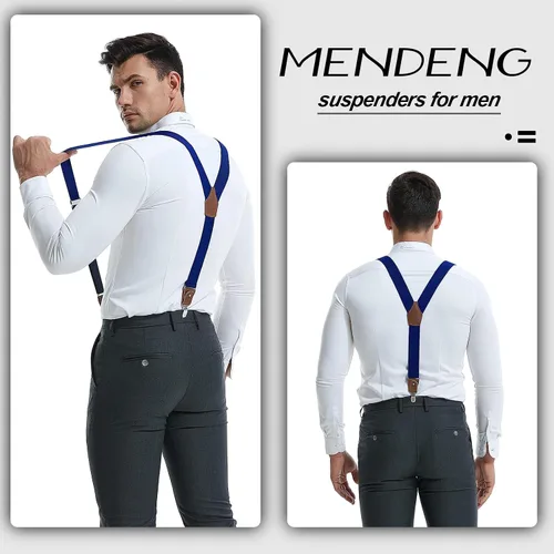 Vista 31 de MENDENG Tirantes de gancho giratorio de bronce vintage con 4 tirantes ajustables para hombre