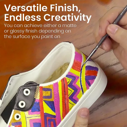Vista 5 de Juego de pintura artística de cuero con aplicador de pincel, pintura acrílica para zapatos con acabado brillante, 1.06 onzas líquidas para zapatos
