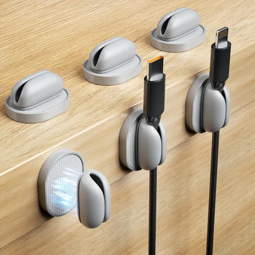 Vista 10 de Paquete de 6 soportes organizadores de cables Puretor – Fuerte adhesivo y gestión de cables de escritorio magnéticos, organiza sin esfuerzo cables