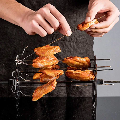 Vista 5 de Barbacoa de acero de metal asador brochetas jaula de aguja horno Kebab Maker Grill