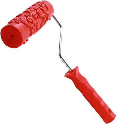 Vista 6 de Auniwaig Brocha de rodillo de pintura de goma en relieve rojo de 12.59 pulgadas para pintura de pared del hogar EG100T patrón de ladrillo DIY