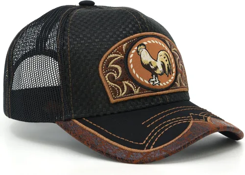 Vista 2 de JLGUSA Gorra de béisbol con bordado de gallo de polla ajustable de malla curvada forma Bill Camo Hat