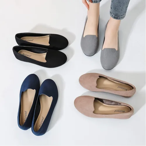 Vista 6 de Ataiwee - Zapatos planos anchos para mujer, cómodos zapatos de ballet simples